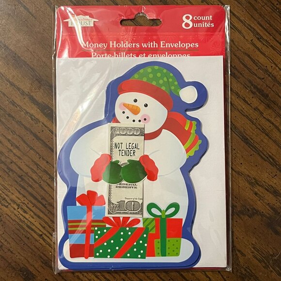 Holiday Money Holders Christmas Cards With Envelopes - Snowman Design - 8 Pack - Picture 1 of 3